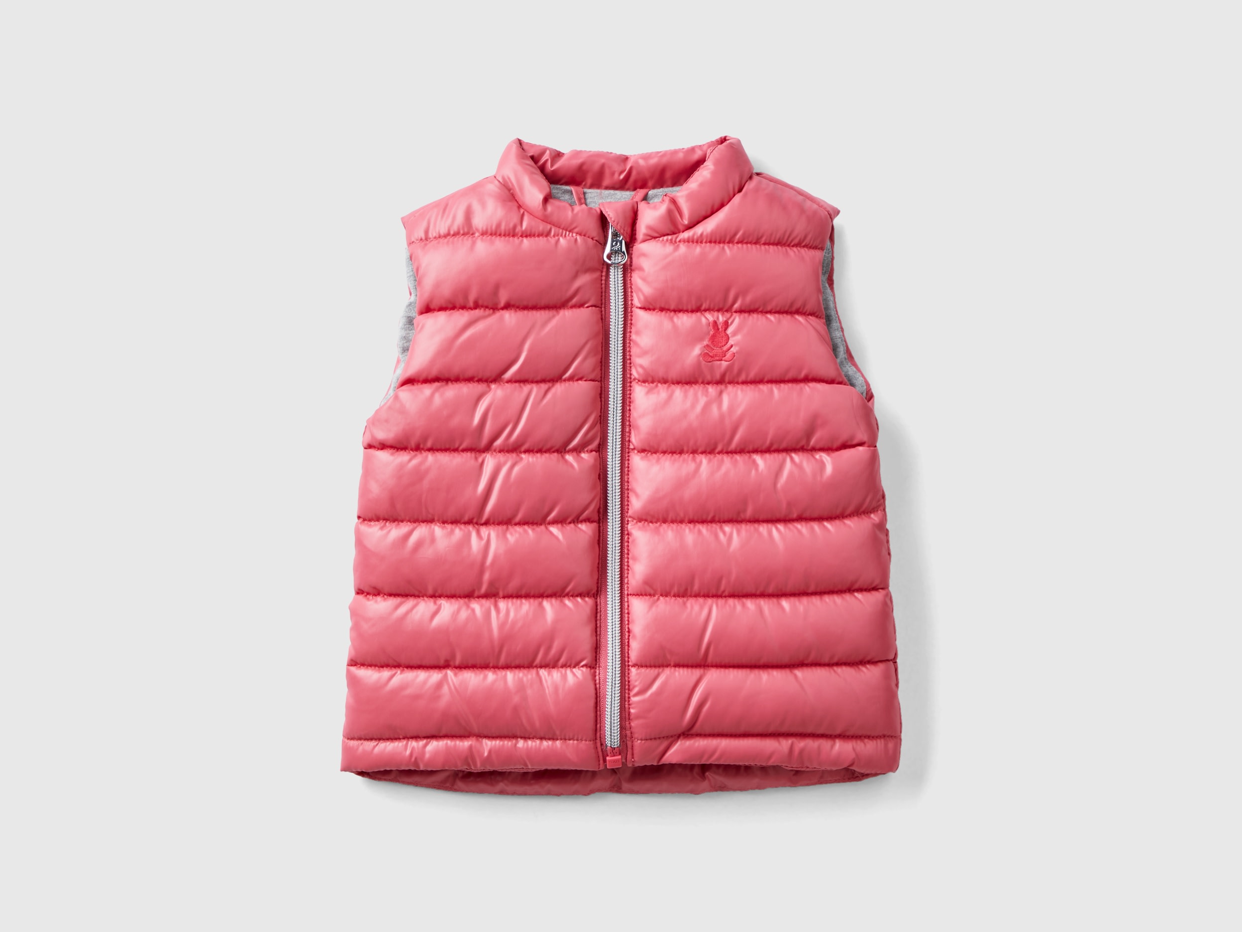 benetton, padded vest in technical fabric, size 12-18, salmon, kids