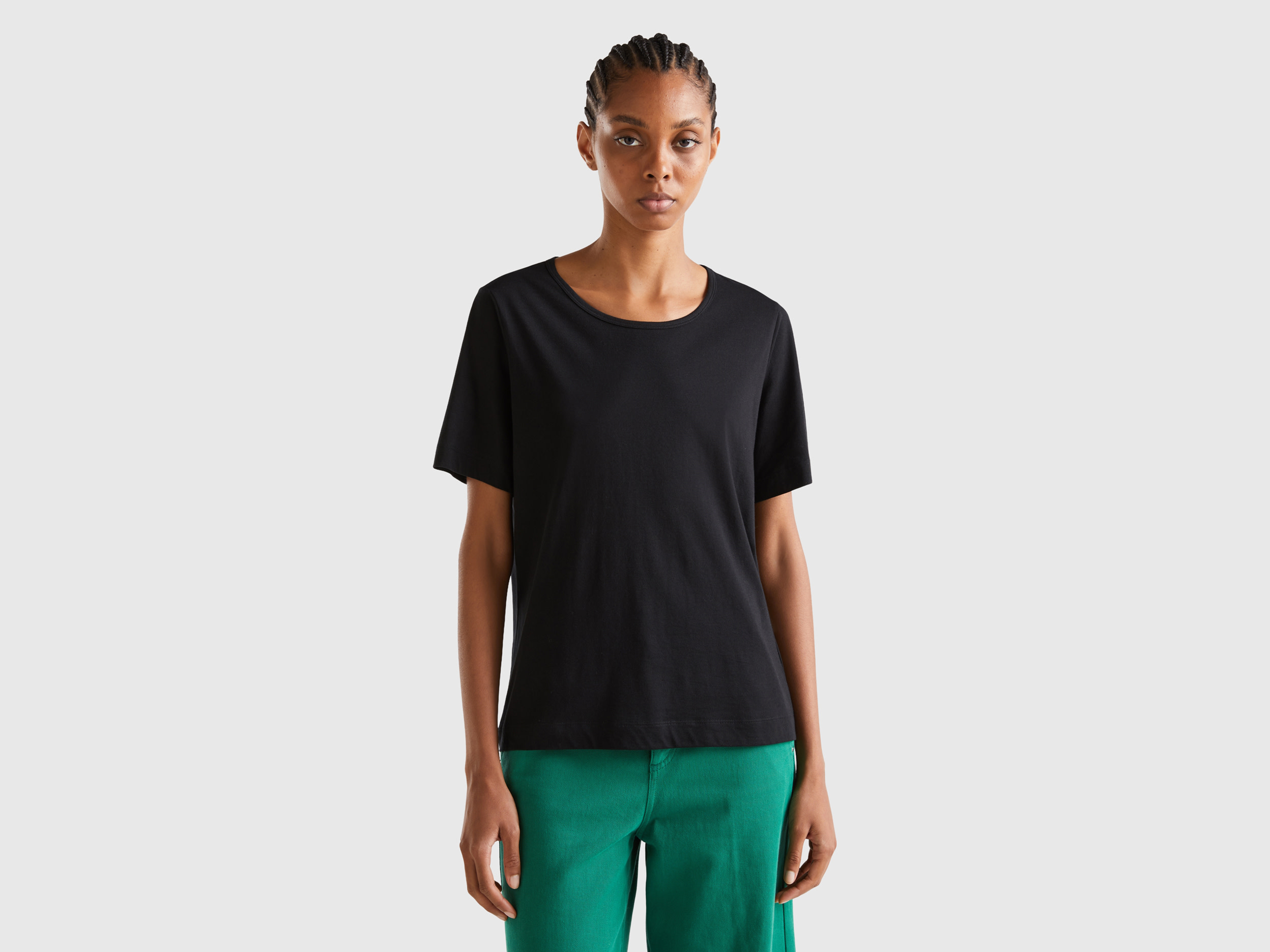 Benetton, Black Short Sleeve T-shirt, size XXS, Black, Women