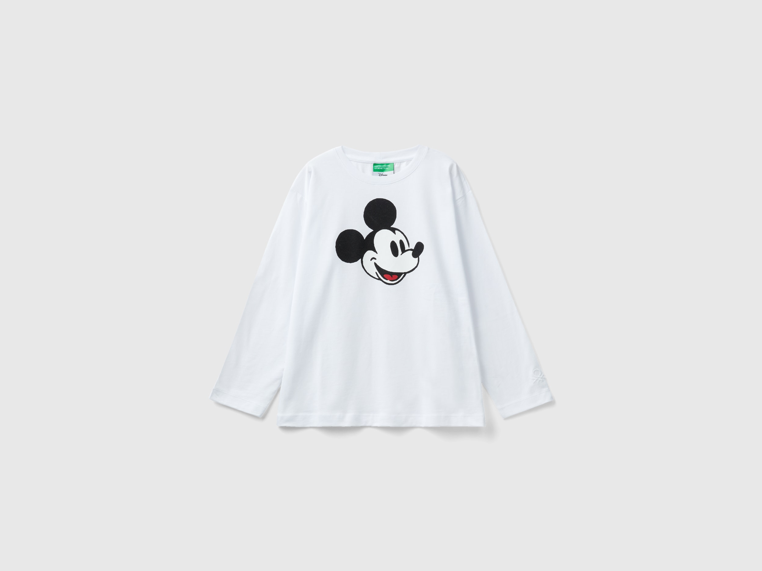 benetton, white t-shirt with mickey mouse print, size m, white, kids