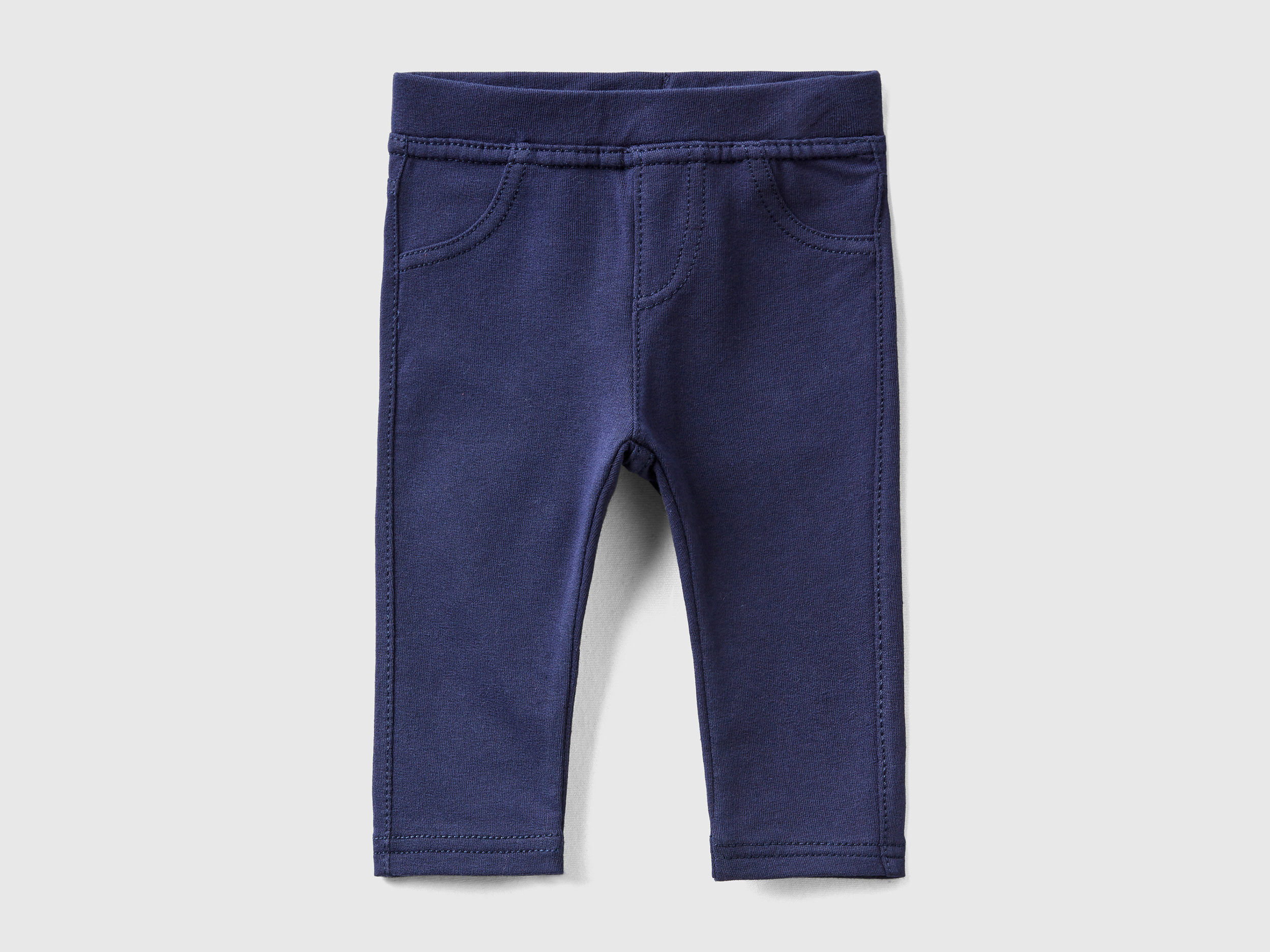 Benetton, Stretch Sweat Fabric Jeggings, size 3-6, Dark Blue, Kids