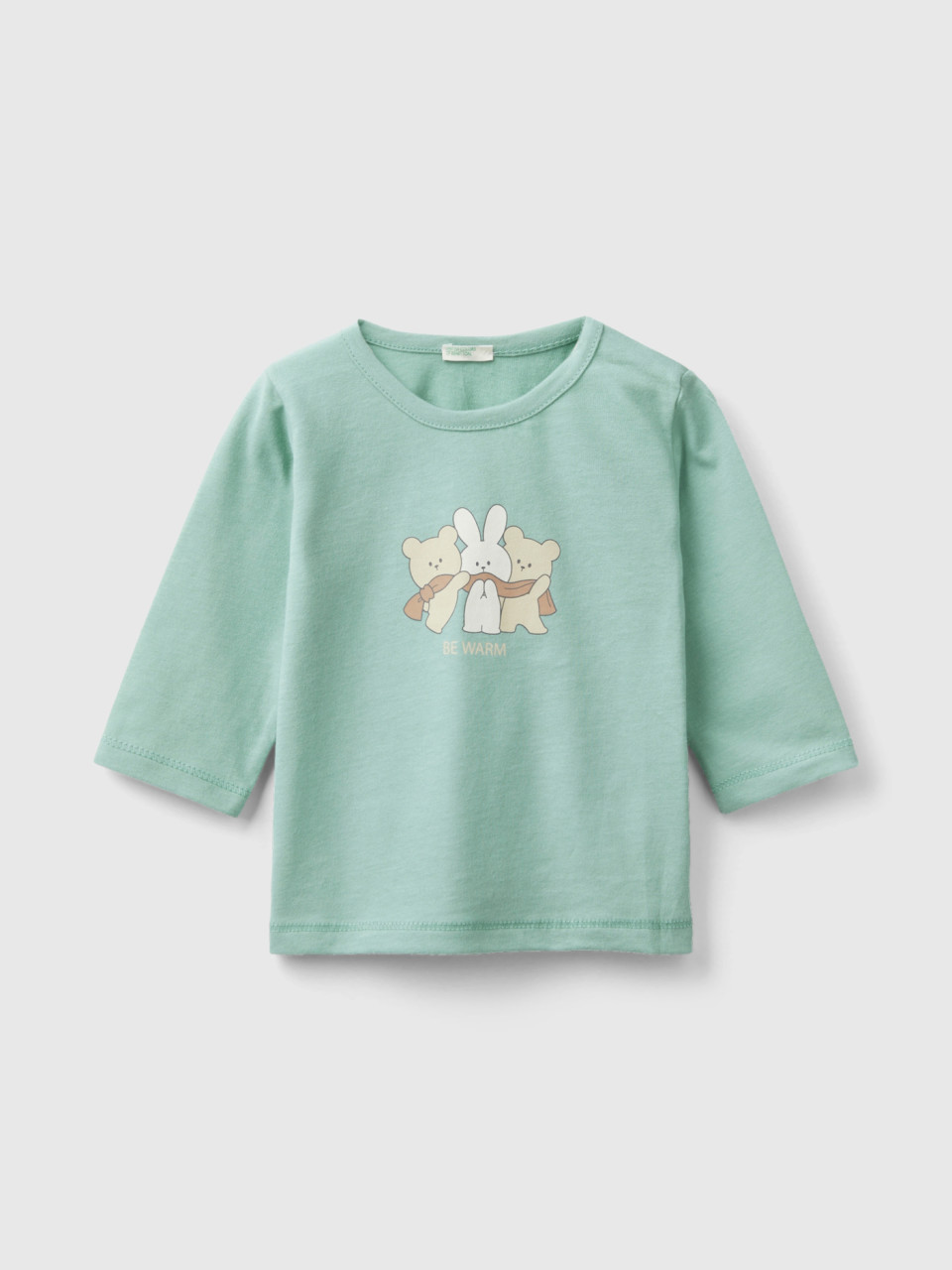 Benetton, T-shirt In Warm Organic Cotton, Aqua, Kids
