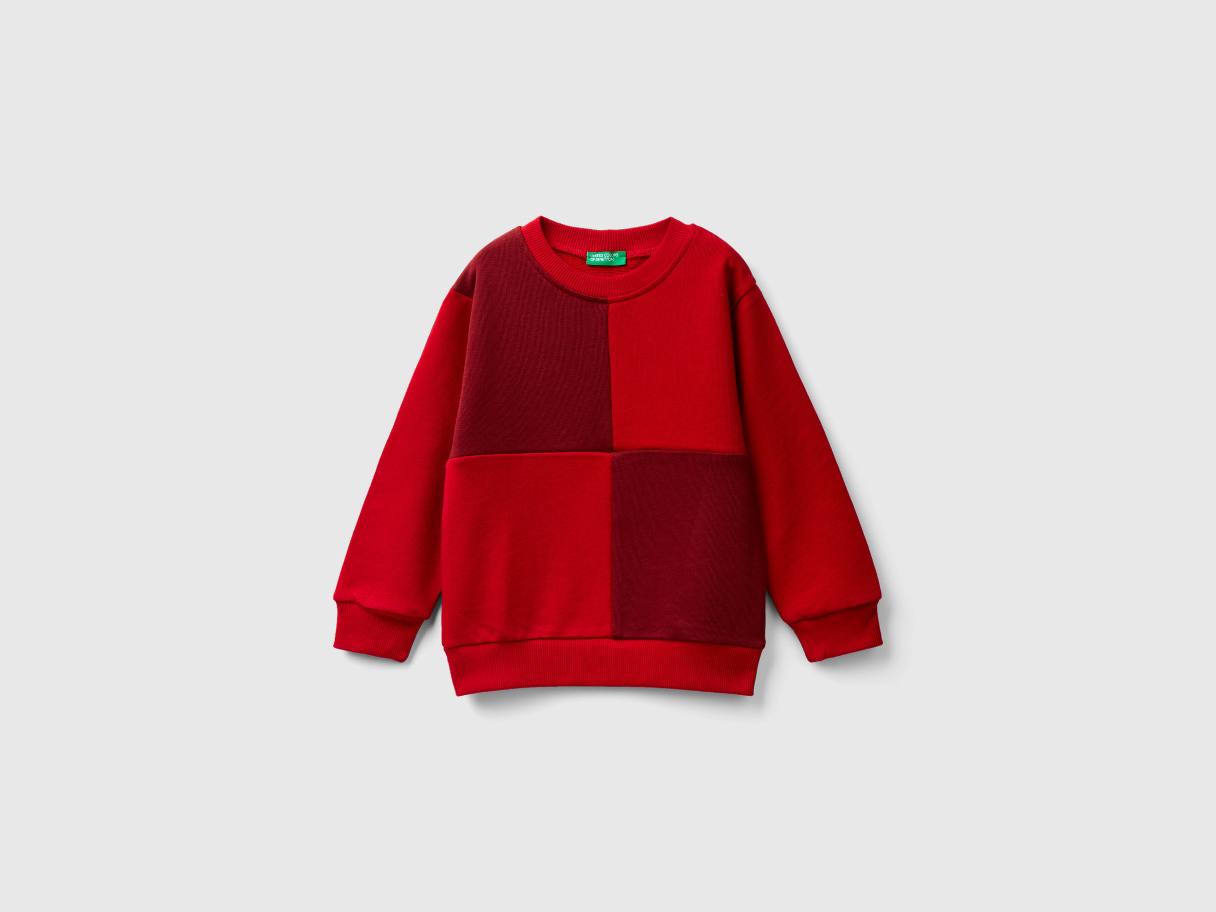 Benetton, Sweatshirt With Maxi Check, size 18-24, Red, Kids
