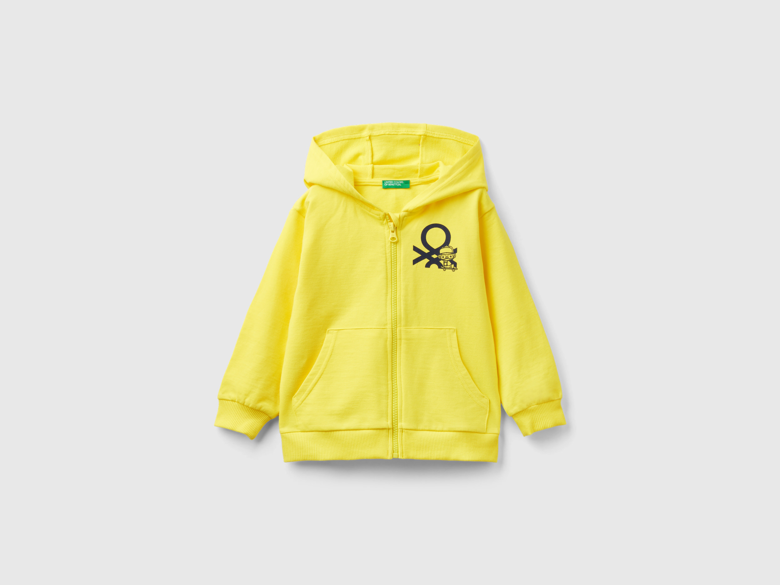 Benetton, Lightweight Sweatshirt With Zip, size 18-24, Yellow, Kids