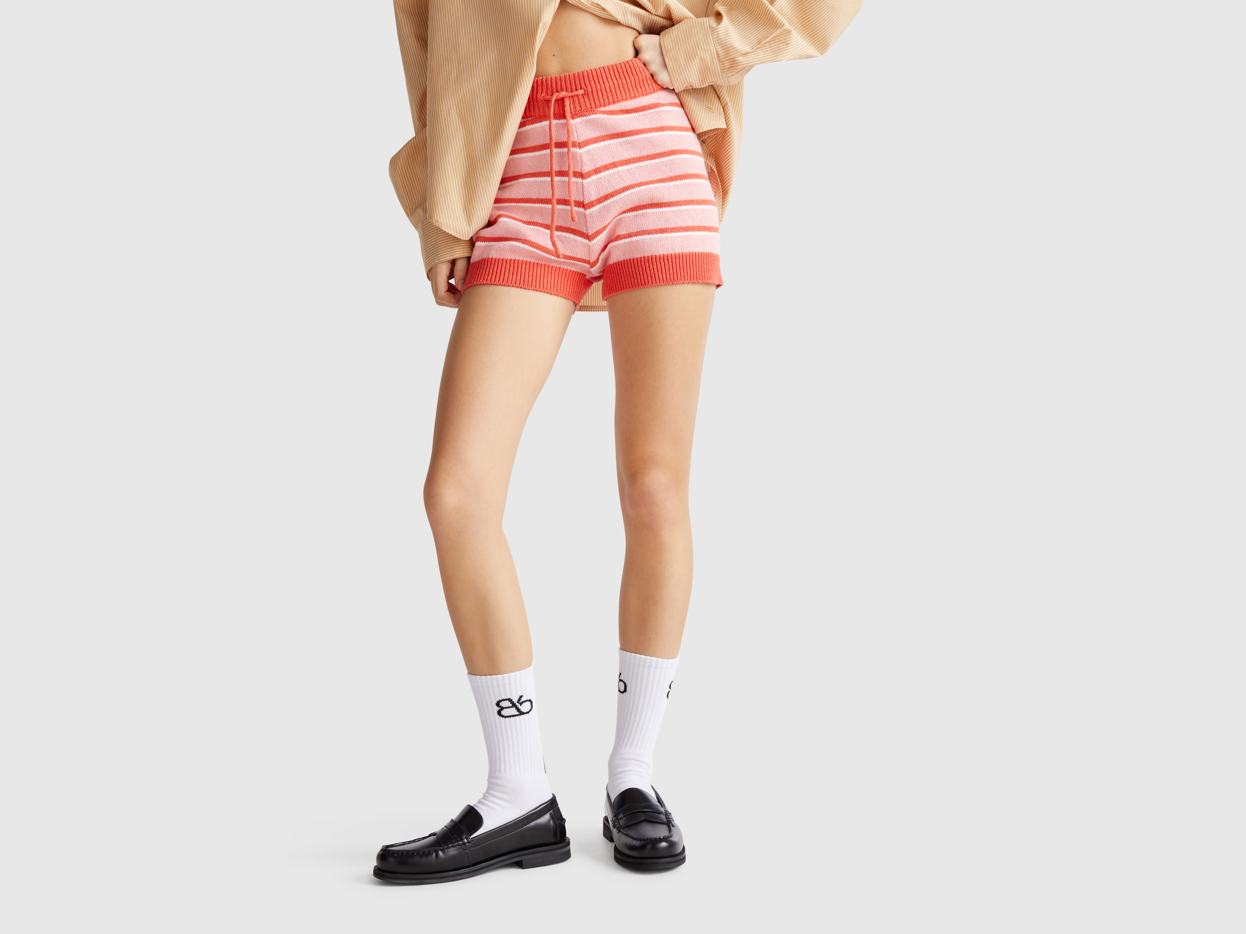 Benetton, Short En Maille Rayée, taille OS, Rose - United Colors of Benetton - Modalova