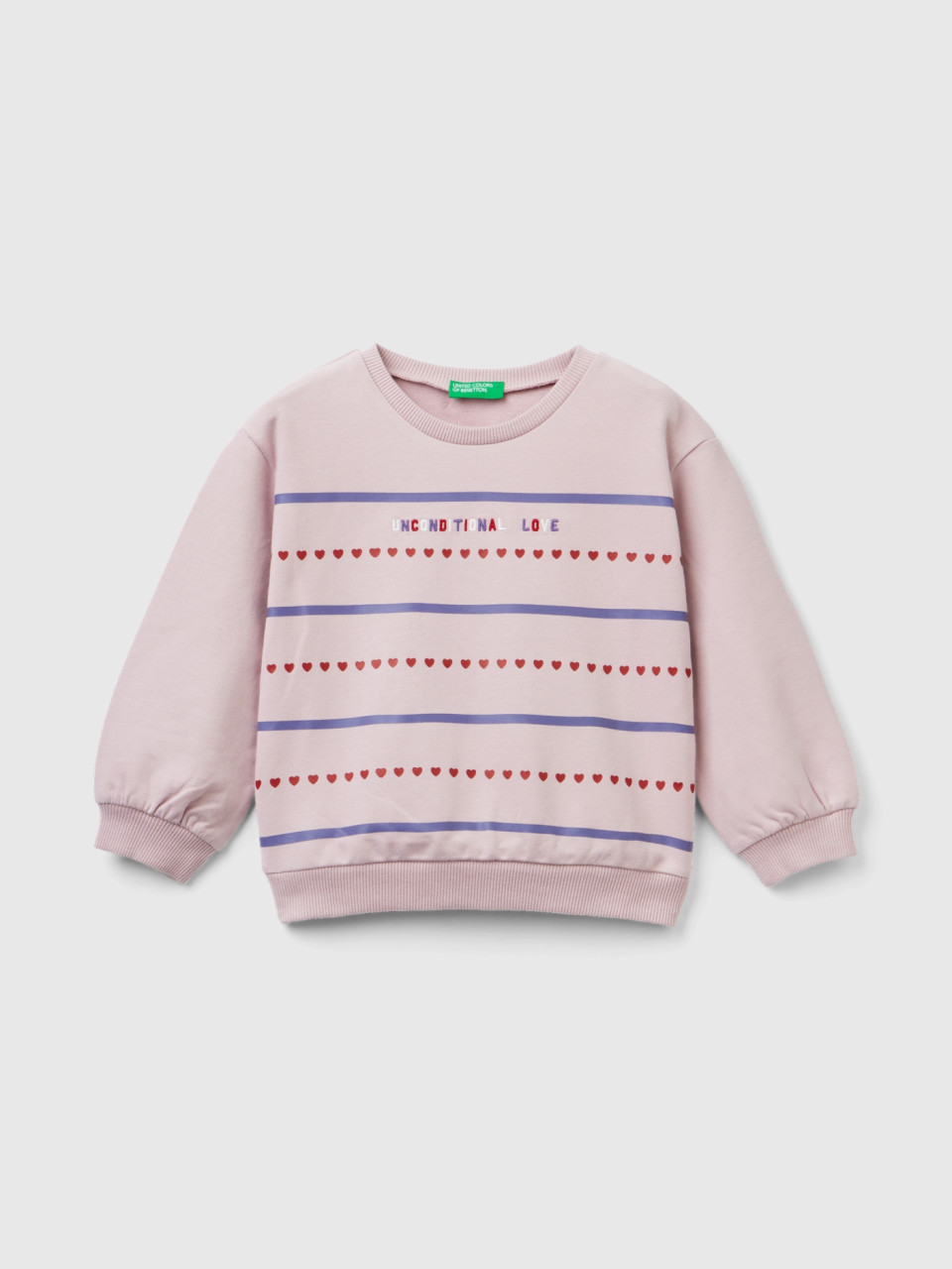 Benetton, Sweatshirt With Print And Embroidery, Pink, Kids