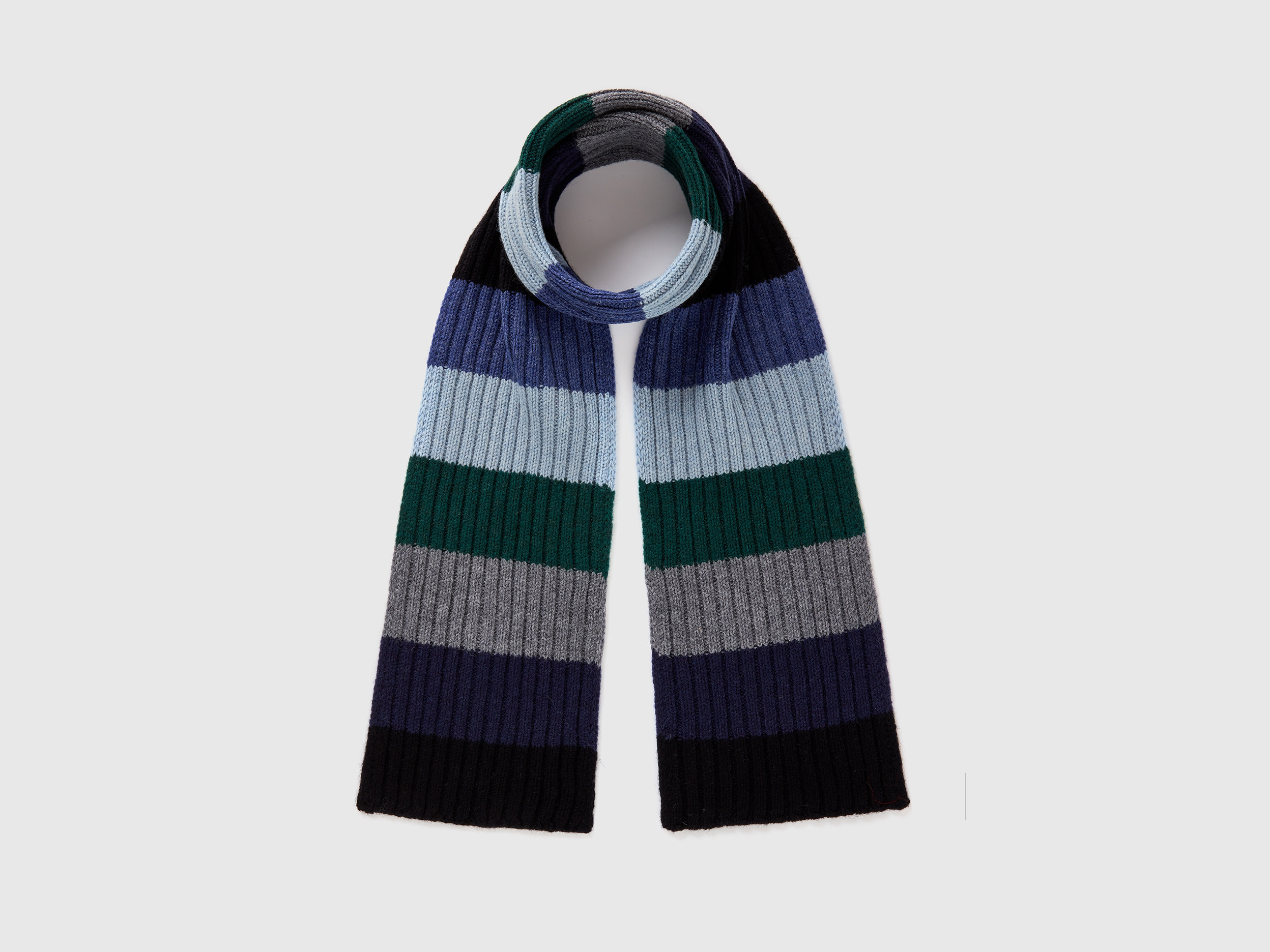 Benetton, Striped Scarf In Pure Shetland Wool, size OS, Multi-color, Men