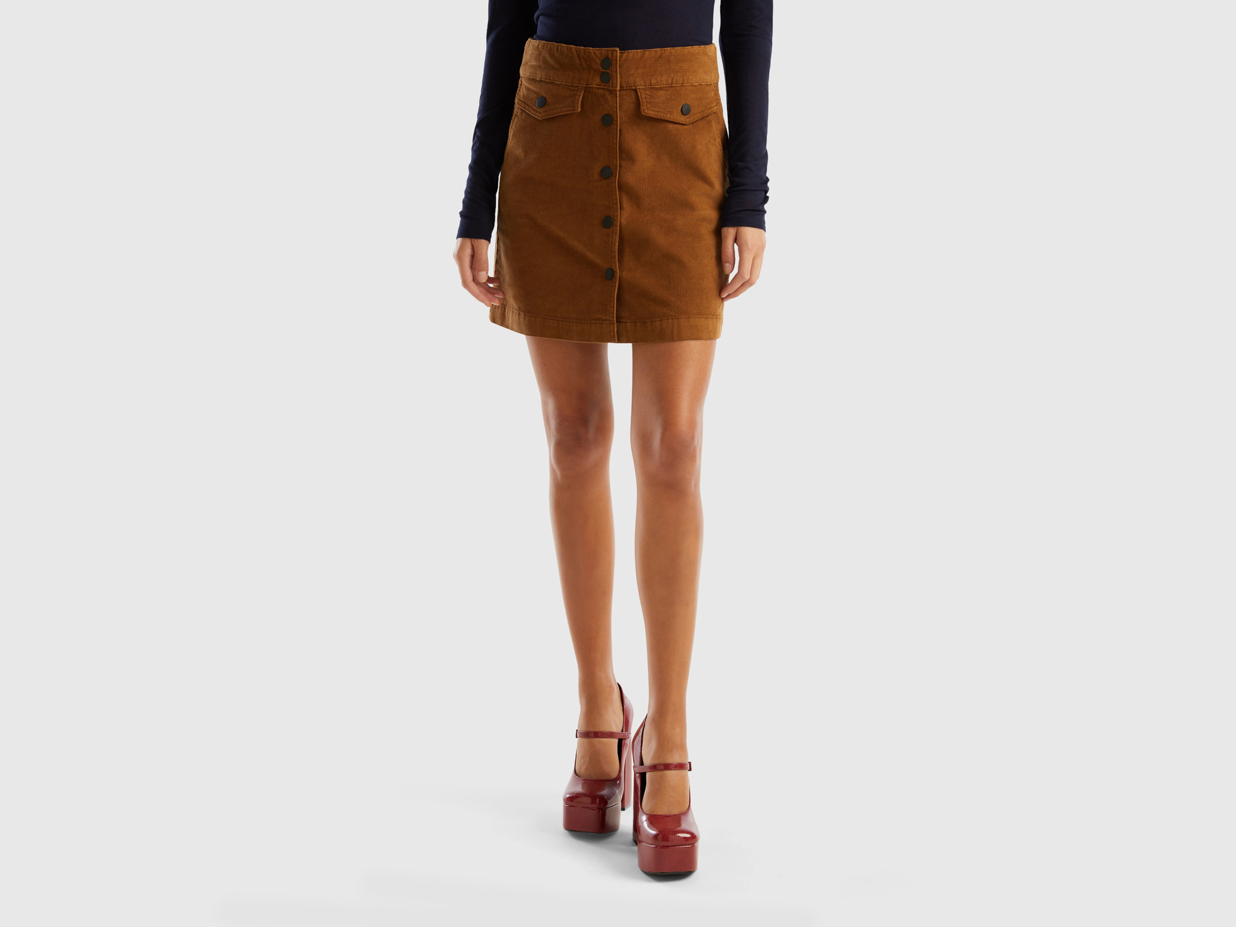 Benetton, Velvet Mini Skirt, size 16, Camel, Women