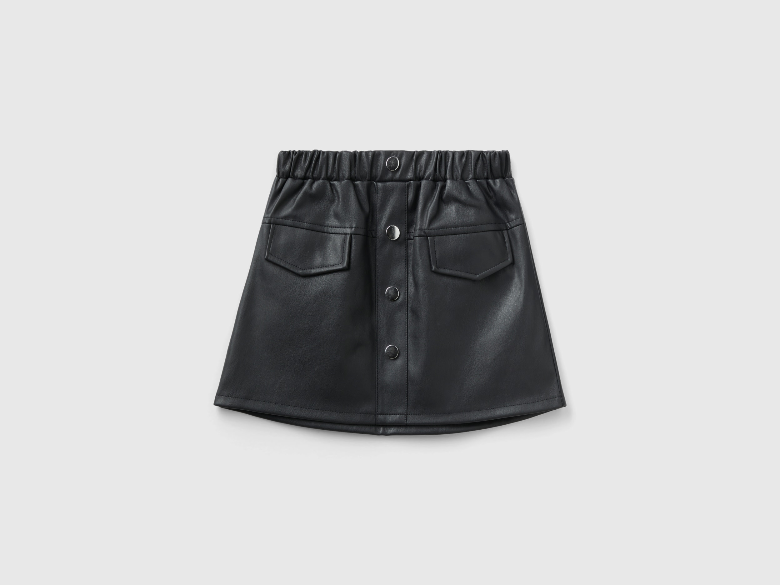 Benetton, Miniskirt In Imitation Leather, size 3-4, Black, Kids