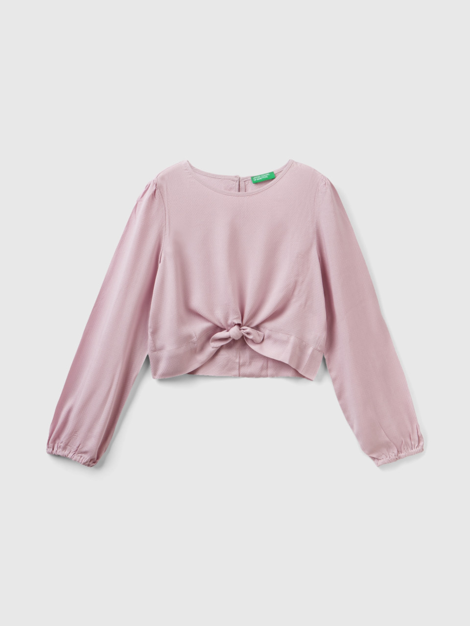 Benetton, Cropped Blouse With Knot, Pink, Kids