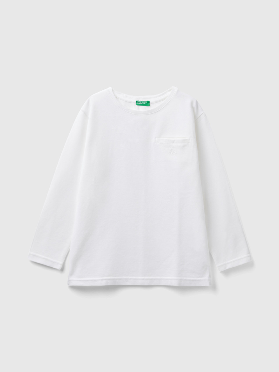 Benetton, T-shirt With Pique Pocket, White, Kids