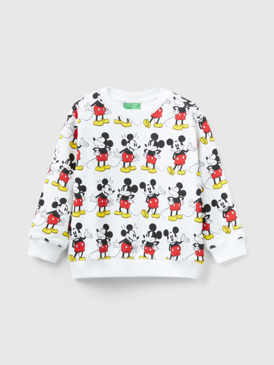 Benetton, White Mickey Mouse Sweatshirt, White, Kids