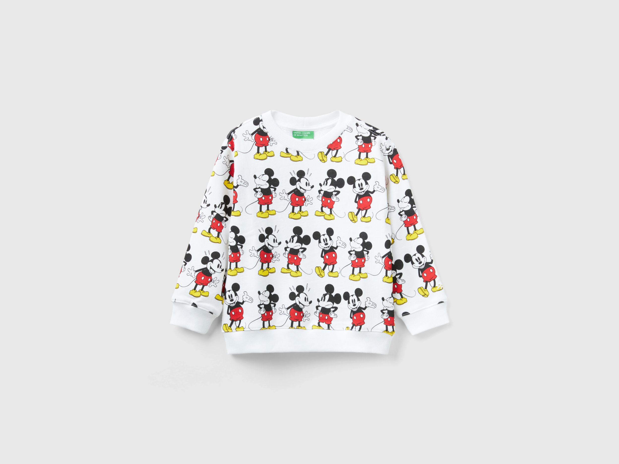 Benetton, White Mickey Mouse Sweatshirt, size 18-24, White, Kids
