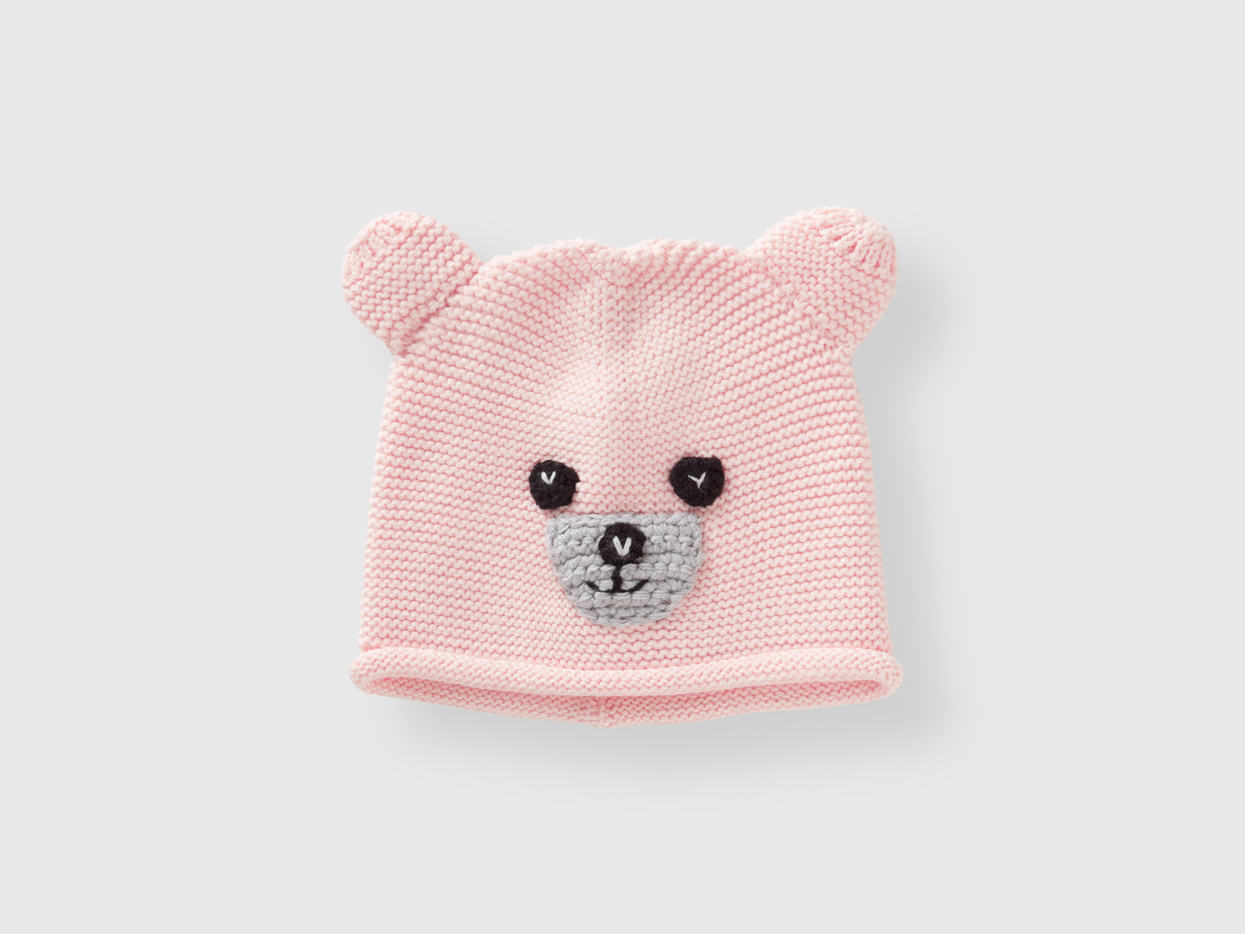 Benetton, Crochet Hat With Applique, size 3-9, Soft Pink, Kids