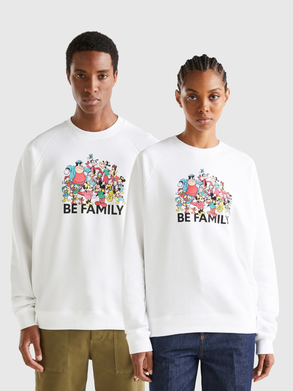 Benetton, White Mickey & Friends Sweatshirt, White, Women