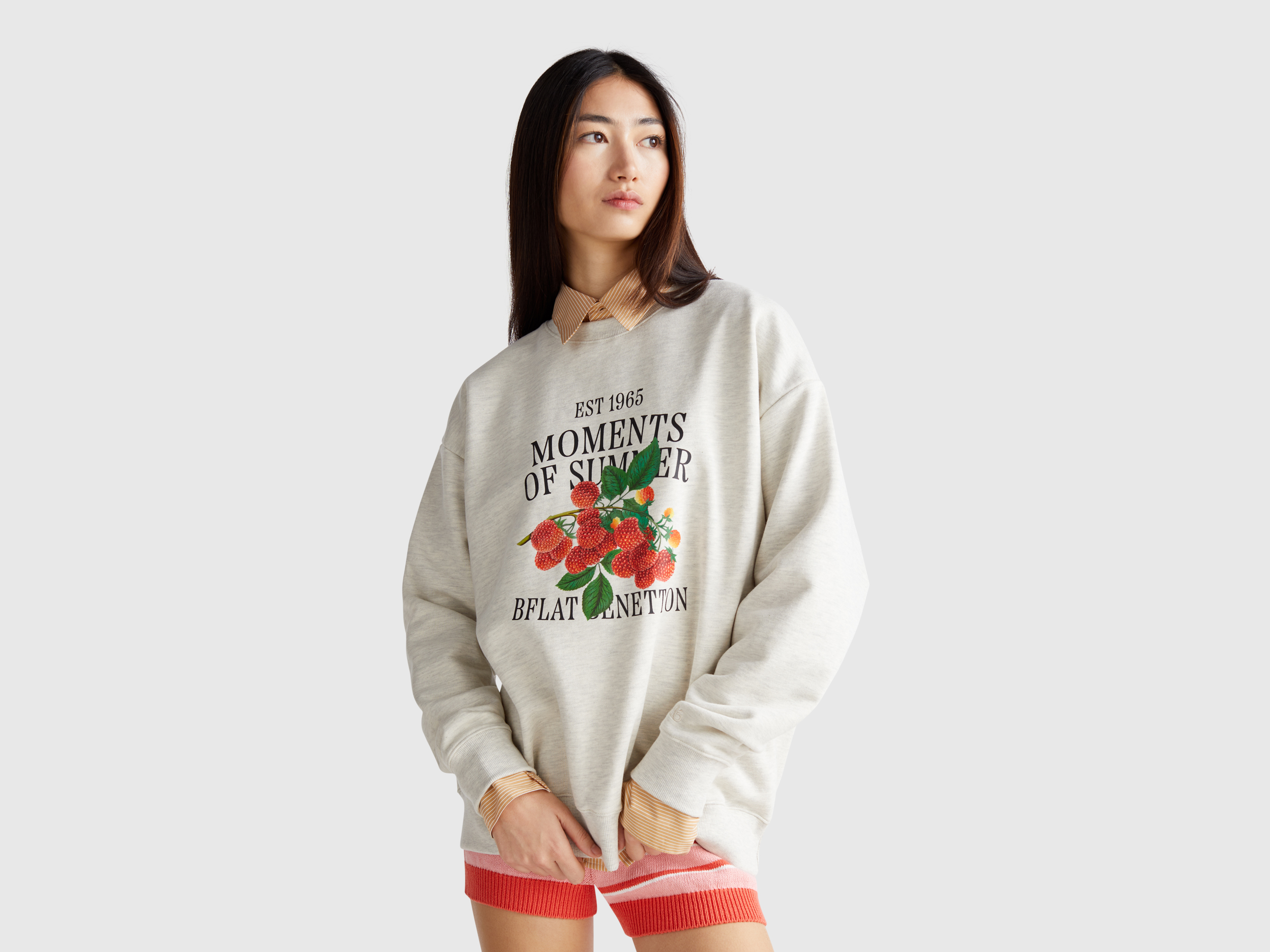 Benetton, Sweat À Imprimé Fruits, taille OS, Gris Clair - United Colors of Benetton - Modalova