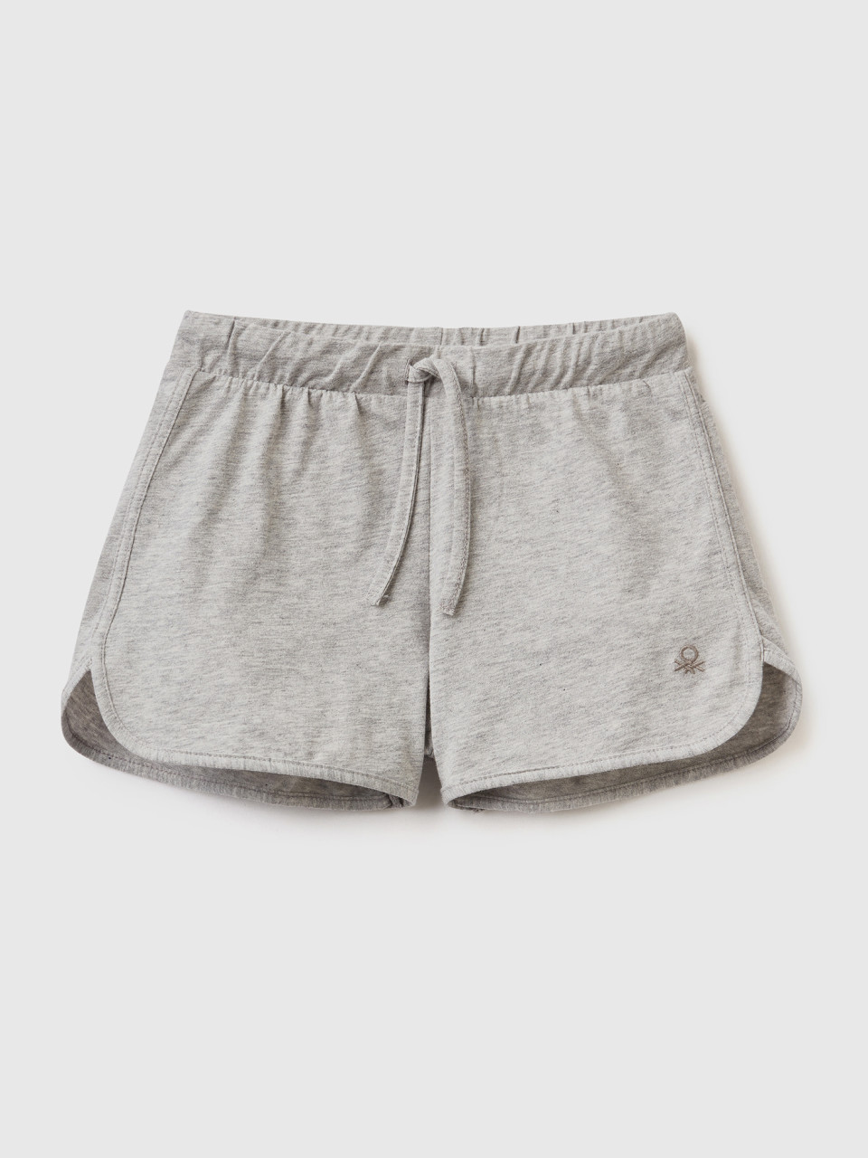 Benetton, Runner Style Shorts In Organic Cotton, Light Gray, Kids