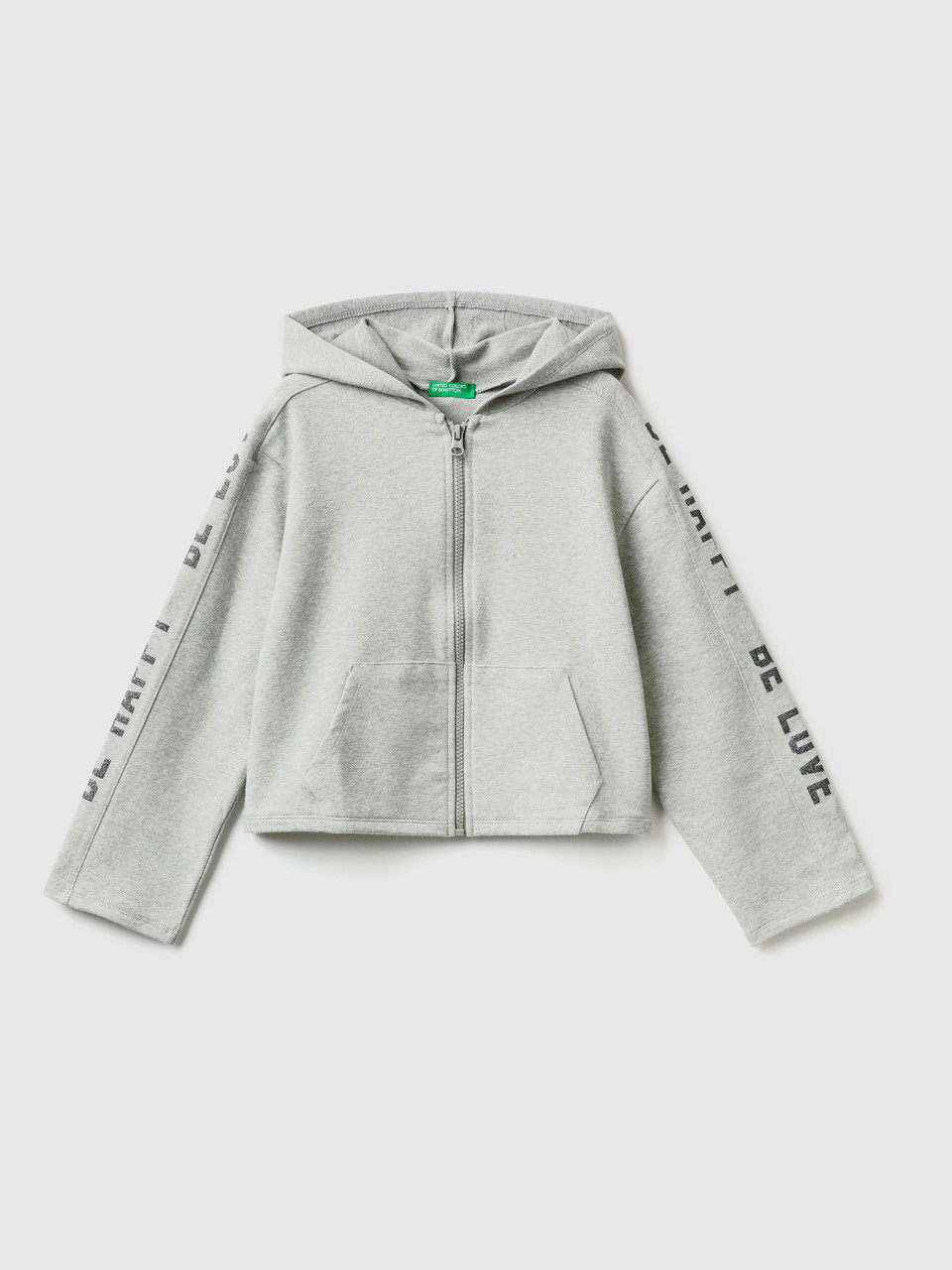 Benetton, Warmes Boxy-fit-sweatshirt Mit Print, Hellgrau, female