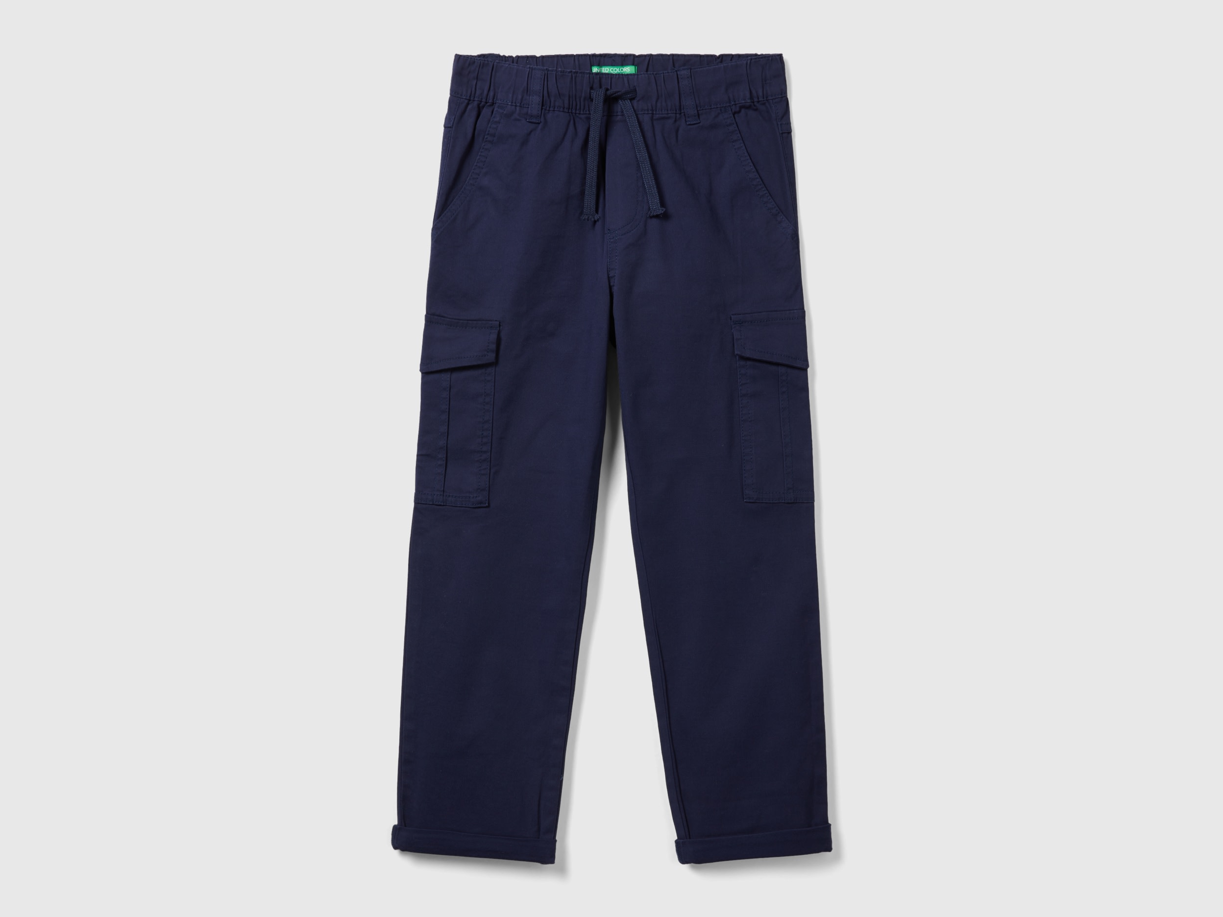 Benetton, Straight Leg Cargo Trousers, size 2XL, Dark Blue, Kids