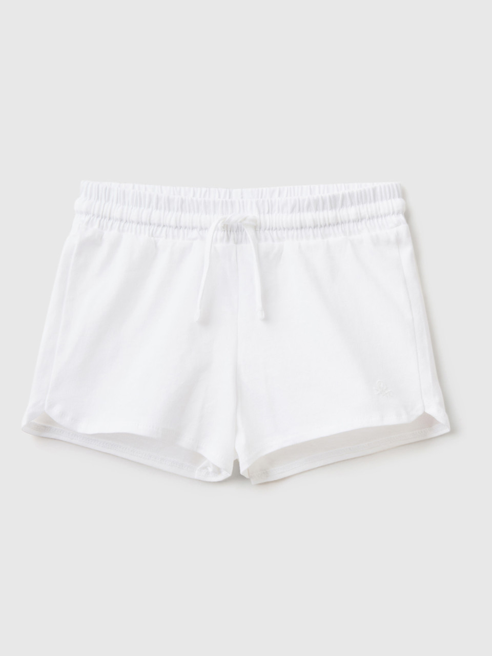 Benetton, Shorts With Drawstring In Organic Cotton, White, Kids