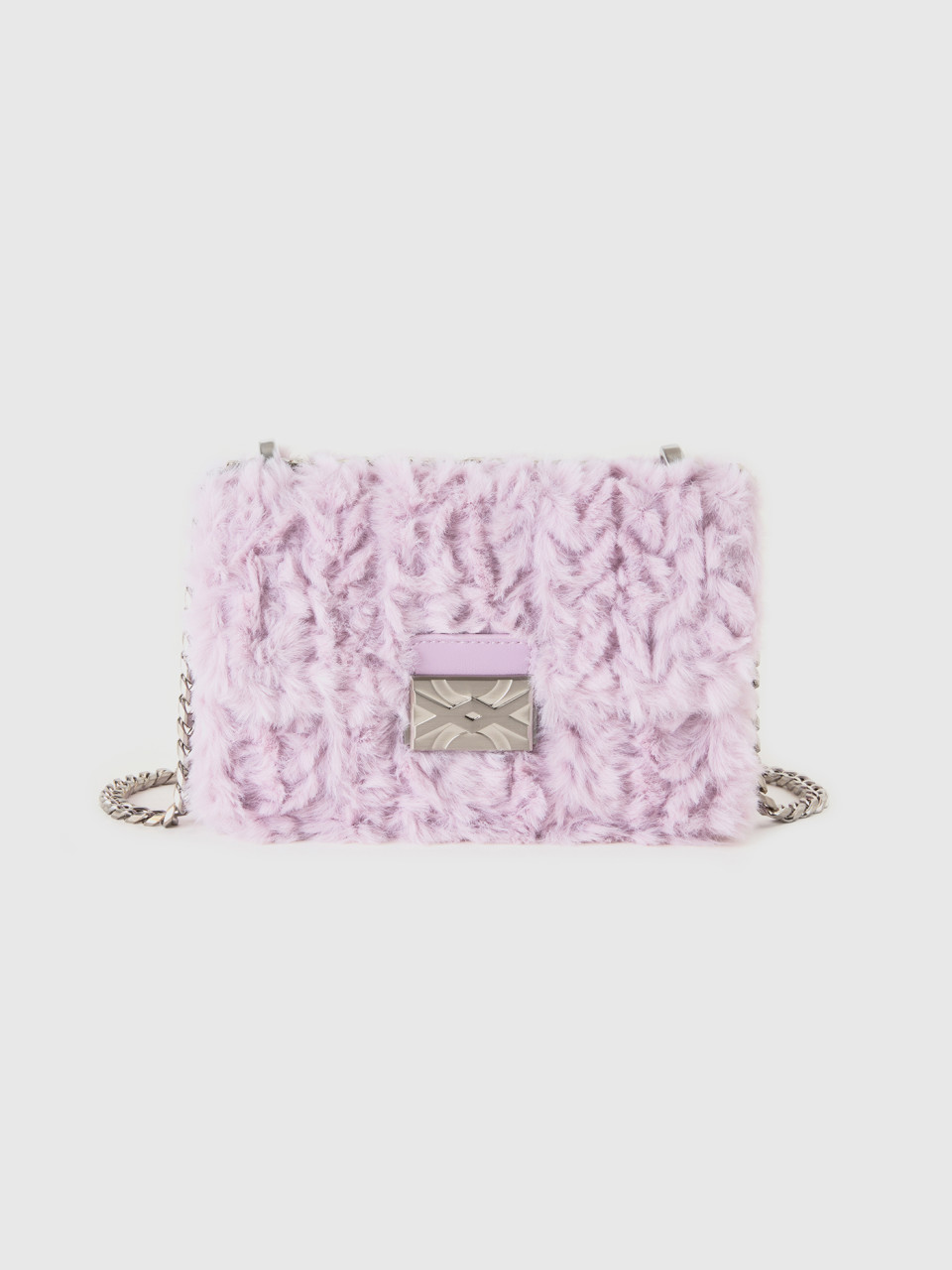 Benetton, Small Lilac Bag In Faux Fur, Lilac, Women