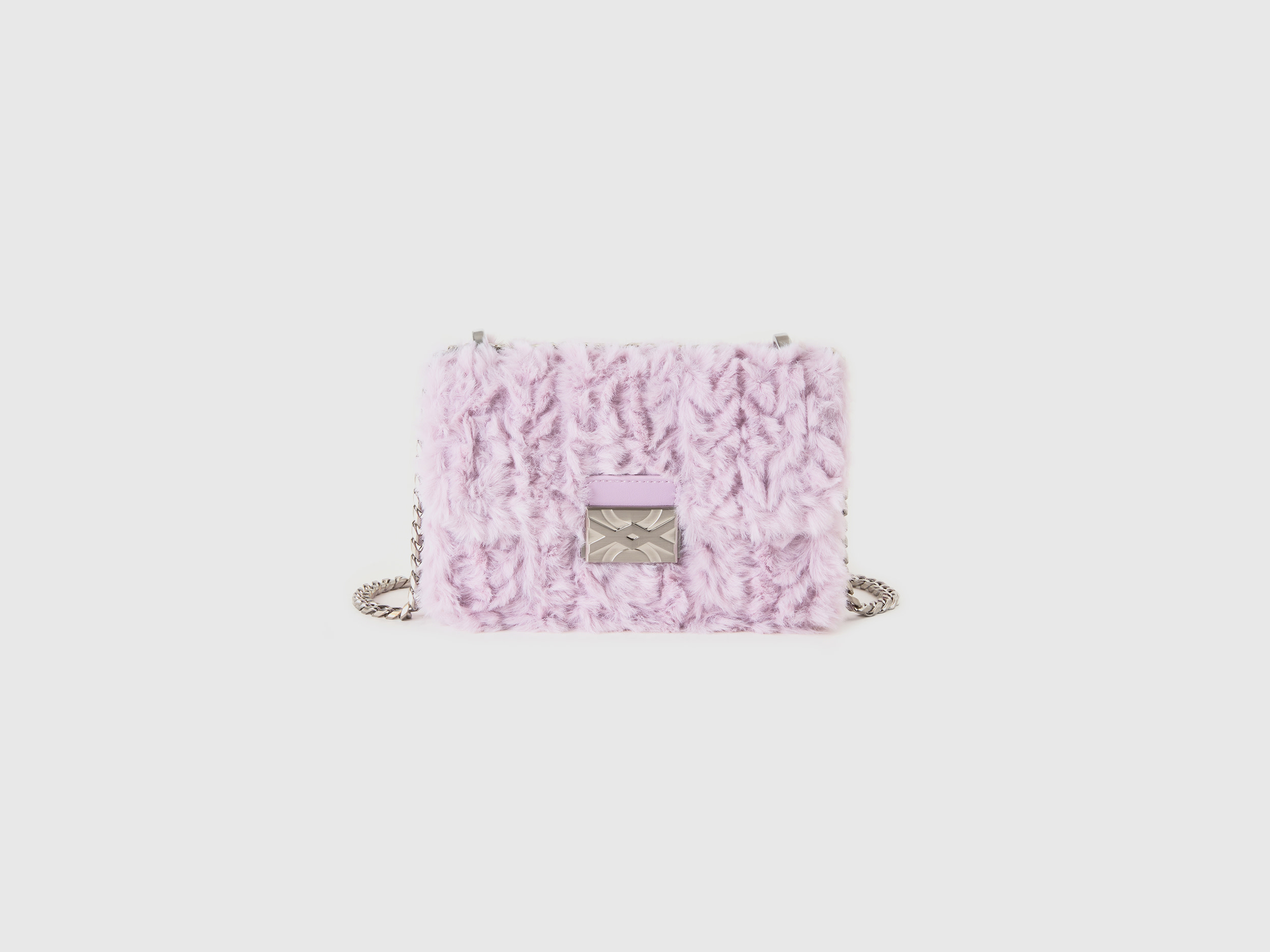 Benetton, Small Lilac Bag In Faux Fur, size OS, Lilac, Women