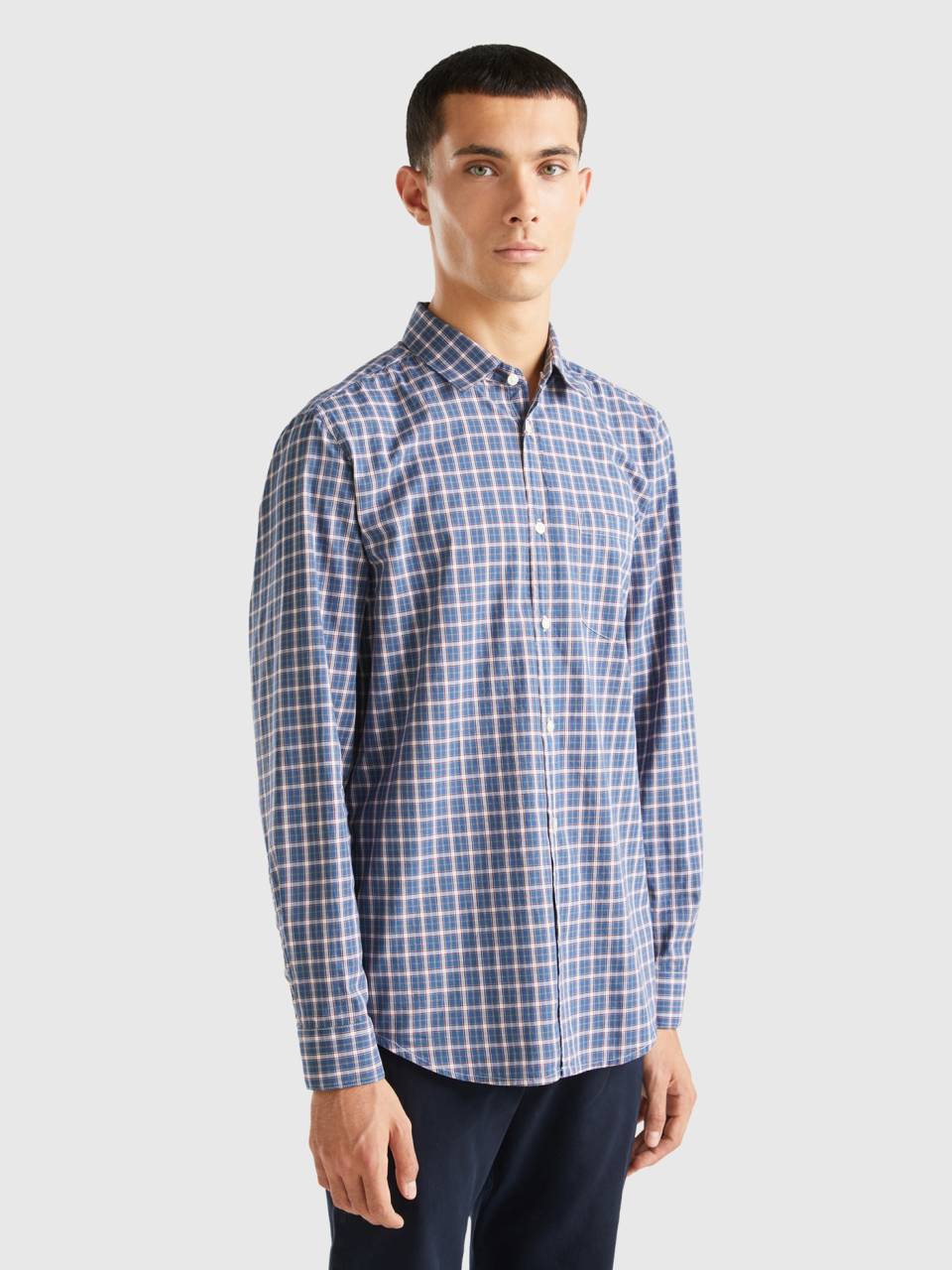 Camicia a quadri slim fit Multi color Uomo Benetton