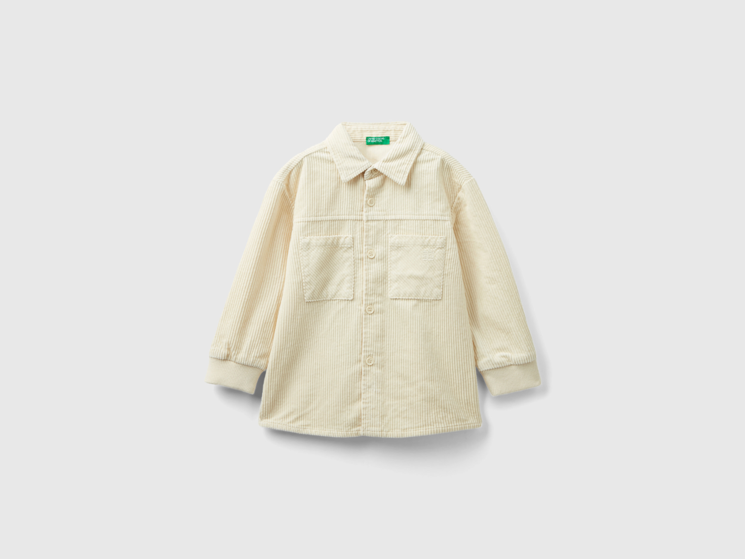 Benetton, Velvet Shirt With Pockets, size 3-4, Beige, Kids
