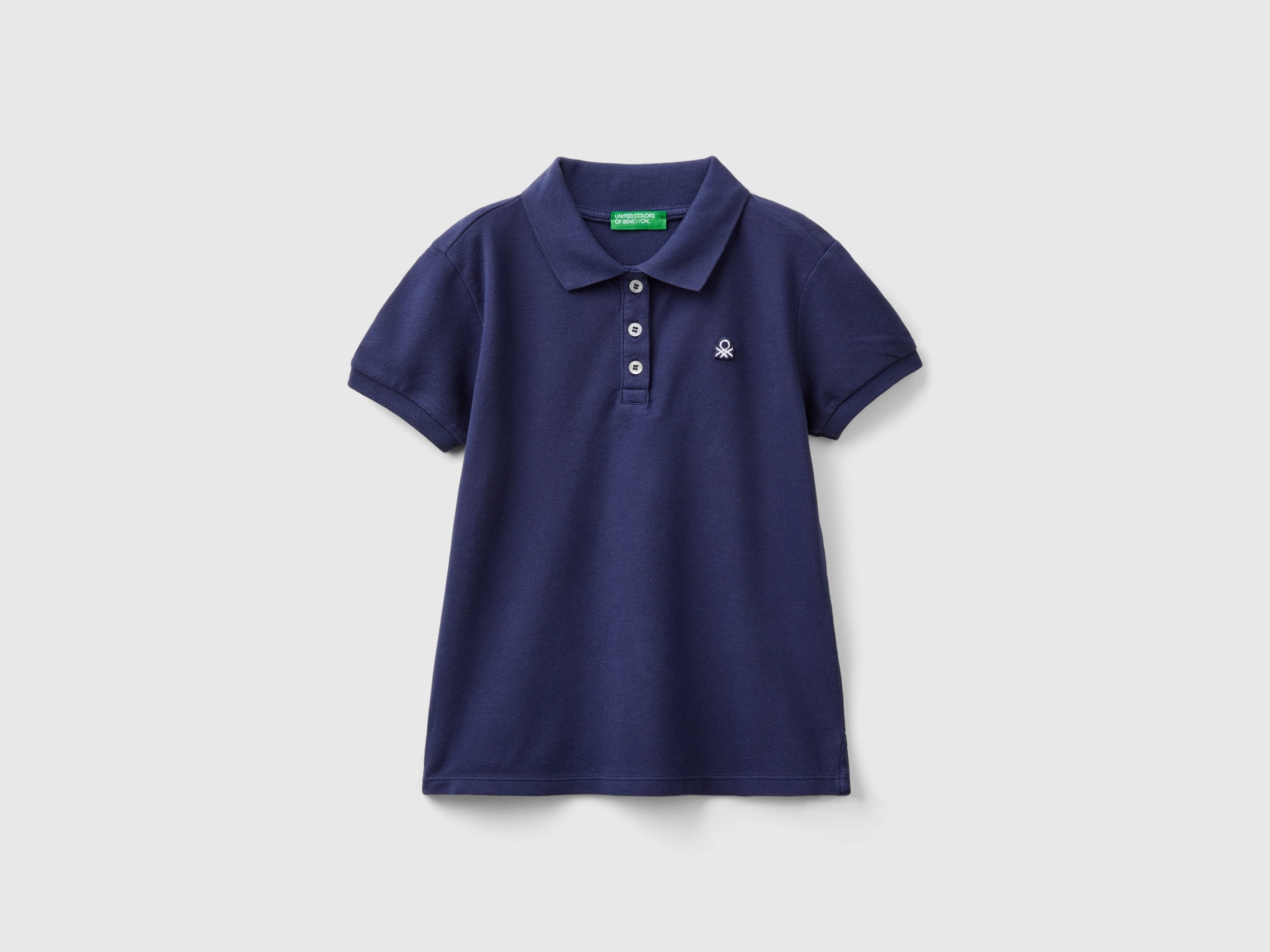 Polo manica corta in cotone bio Blu Scuro Benetton